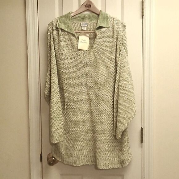 ❄️AVON STYLE, Collared,  Chunky Pullover Sweater Long Sleeves  M/L Lt. Green - Picture 1 of 9
